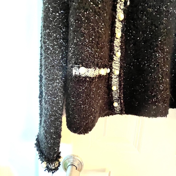 πHOST PICKπ Stunning WHBM JACKET knit Black Medium pearls silver π - Picture 6 of 10